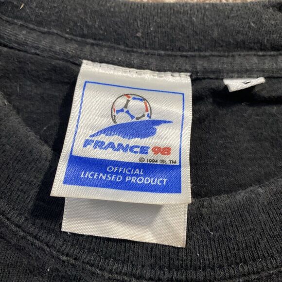 Vintage Team Colombia 1998 World Cup T-shirt France 98 Large Black Soccer 90s - Picture 6 of 9